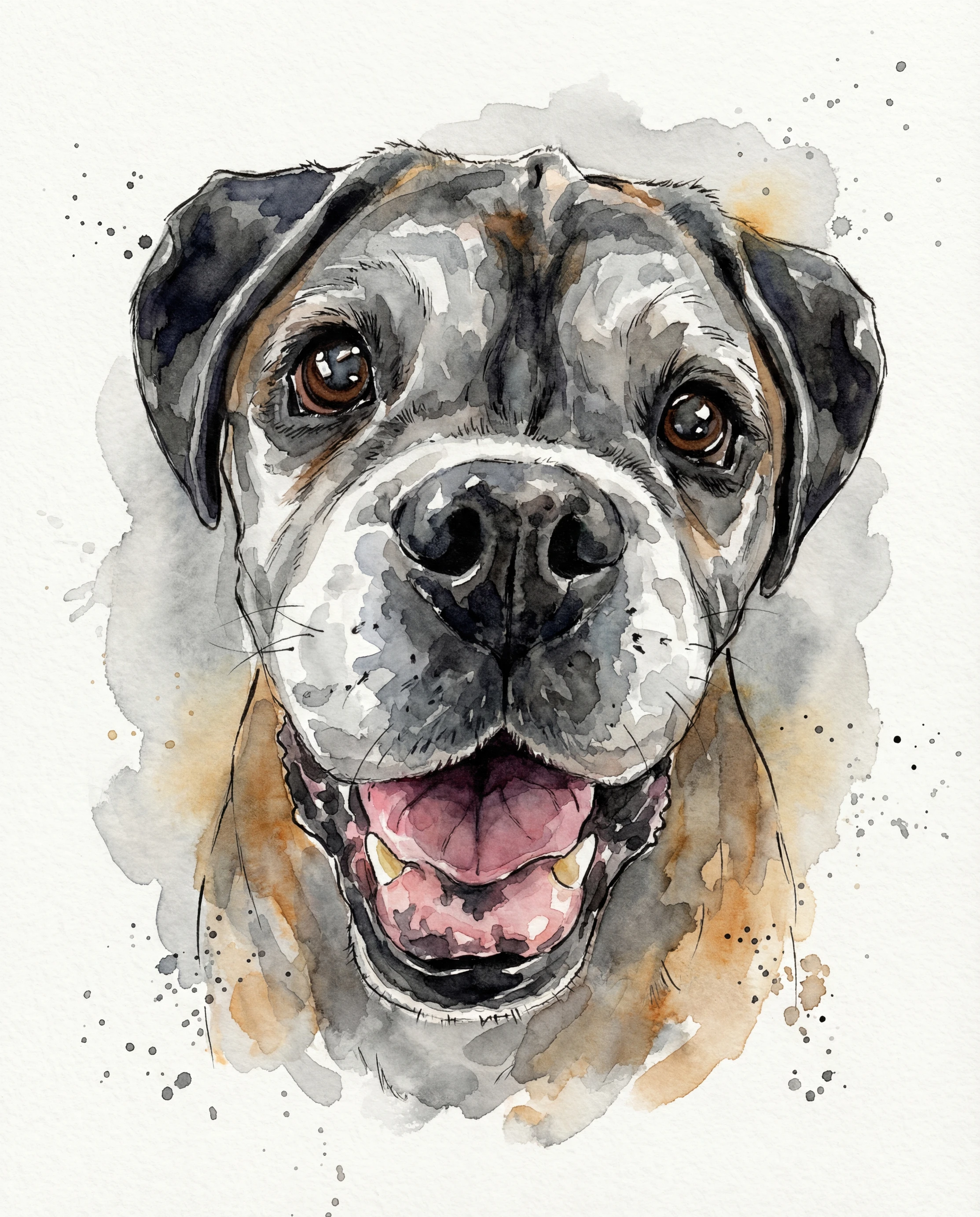 Watercolour pet portrait example by Loyal Studio