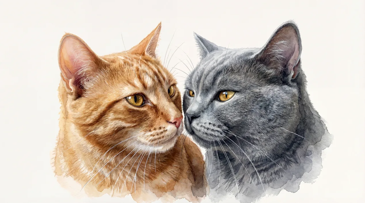 Ginger tabby and grey shorthair — Portrait