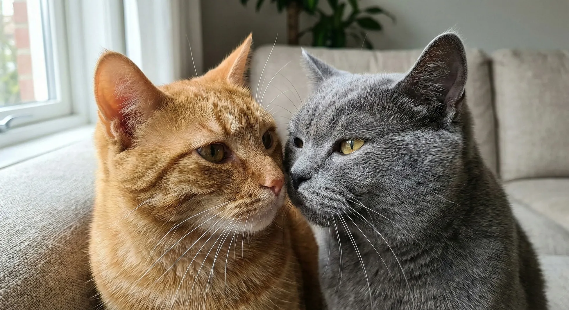 Ginger tabby and grey shorthair — Original Photo